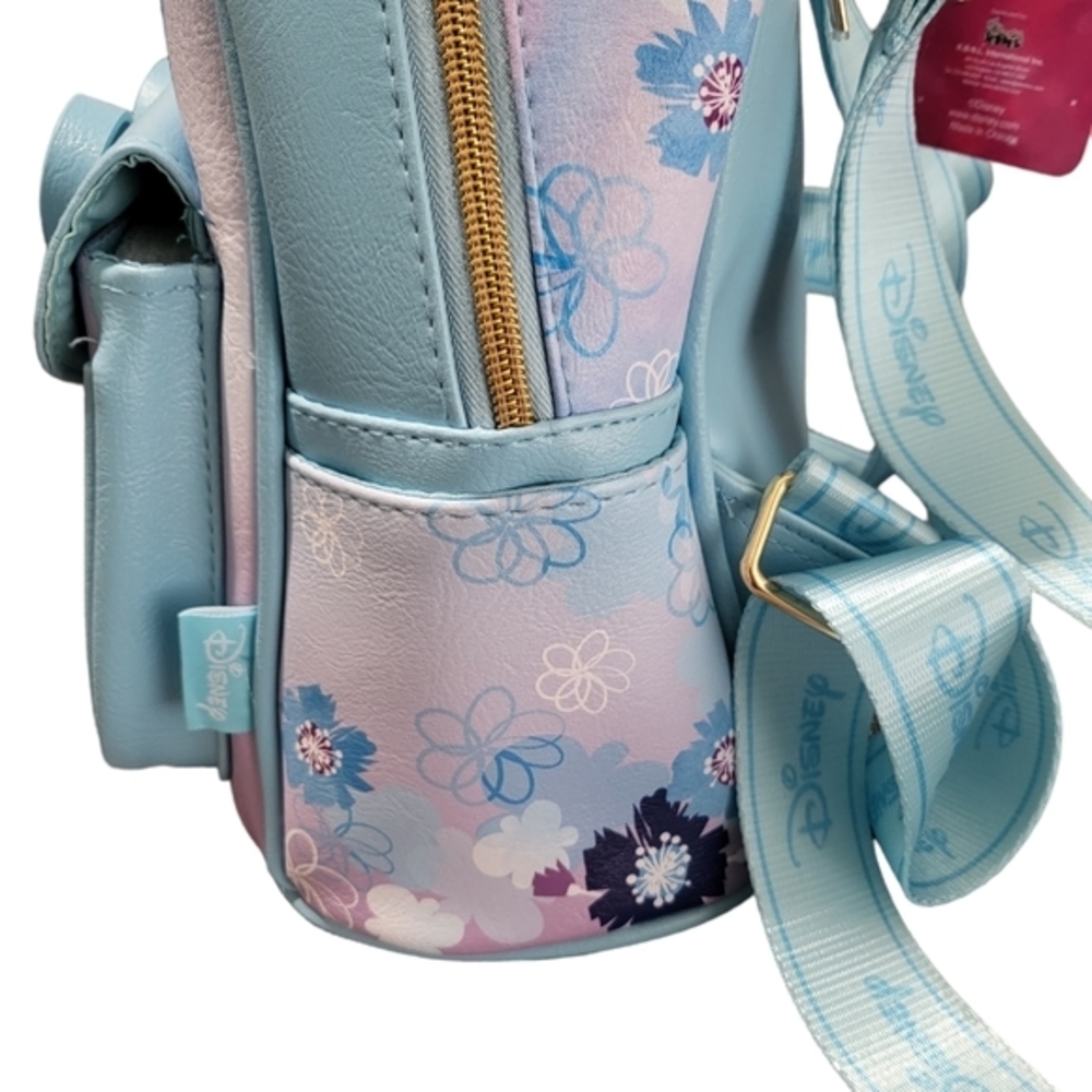 Disney Princess‎ Cinderella Mini Vegan Leather Backpack Blue 11" Bag - Picture 9 of 13
